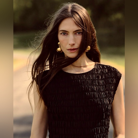 J.Crew Maude Smock Dress in drapey viscose twill black - Picture 4 of 11